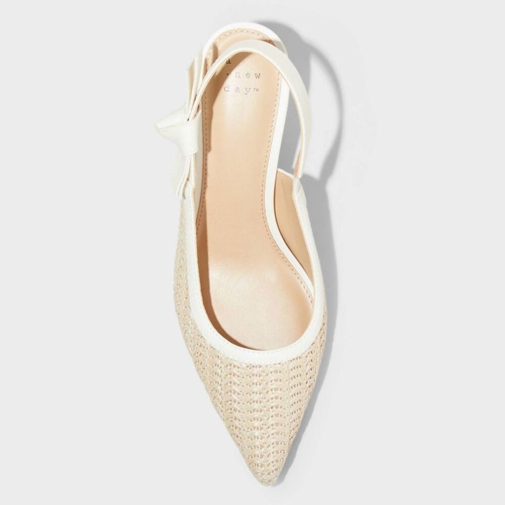Women's Milan Raffia Slingback Heels - A New Day Beige 9.5 - Picture 3 of 4